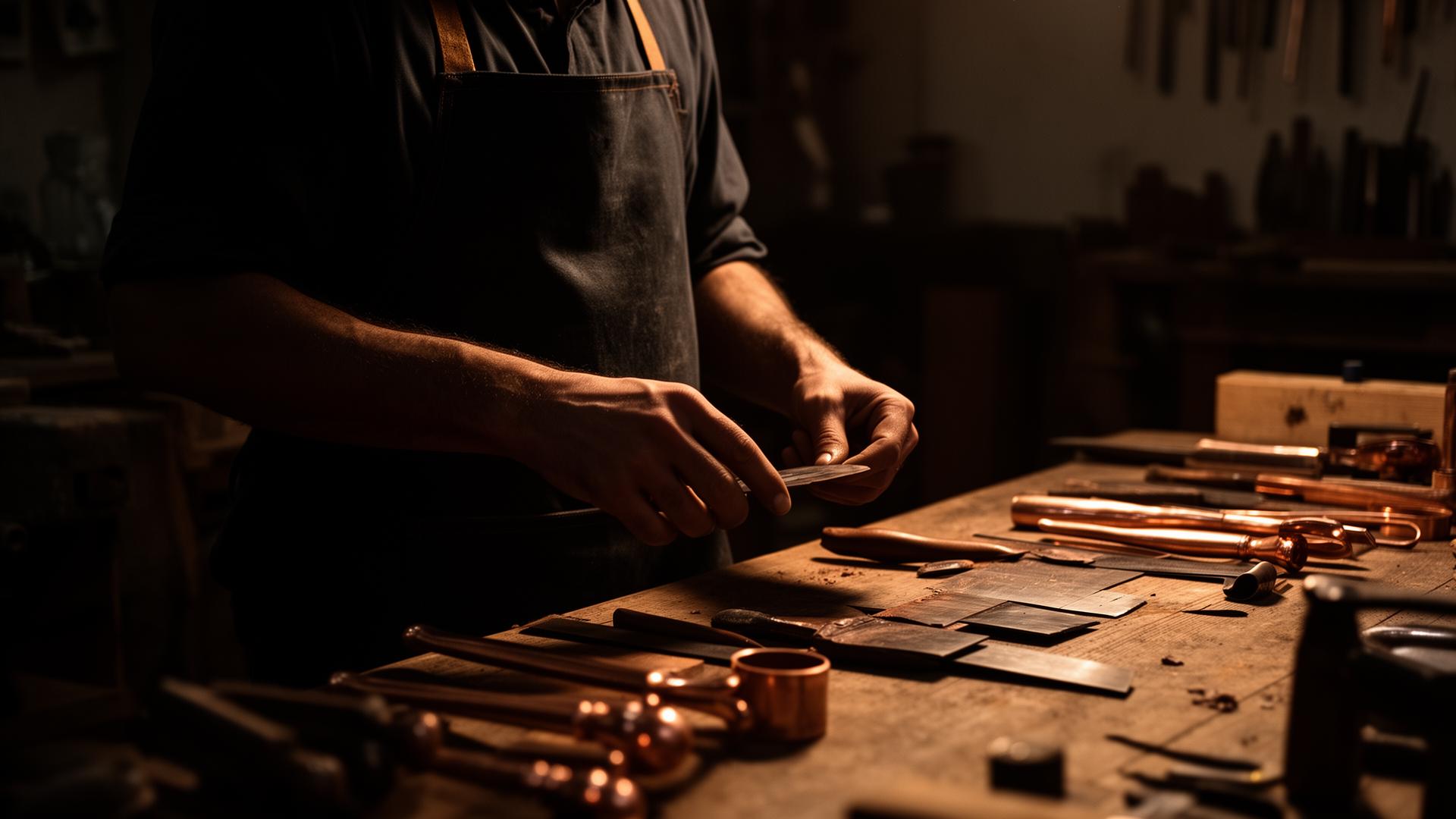 Artisan au travail dans l'atelier