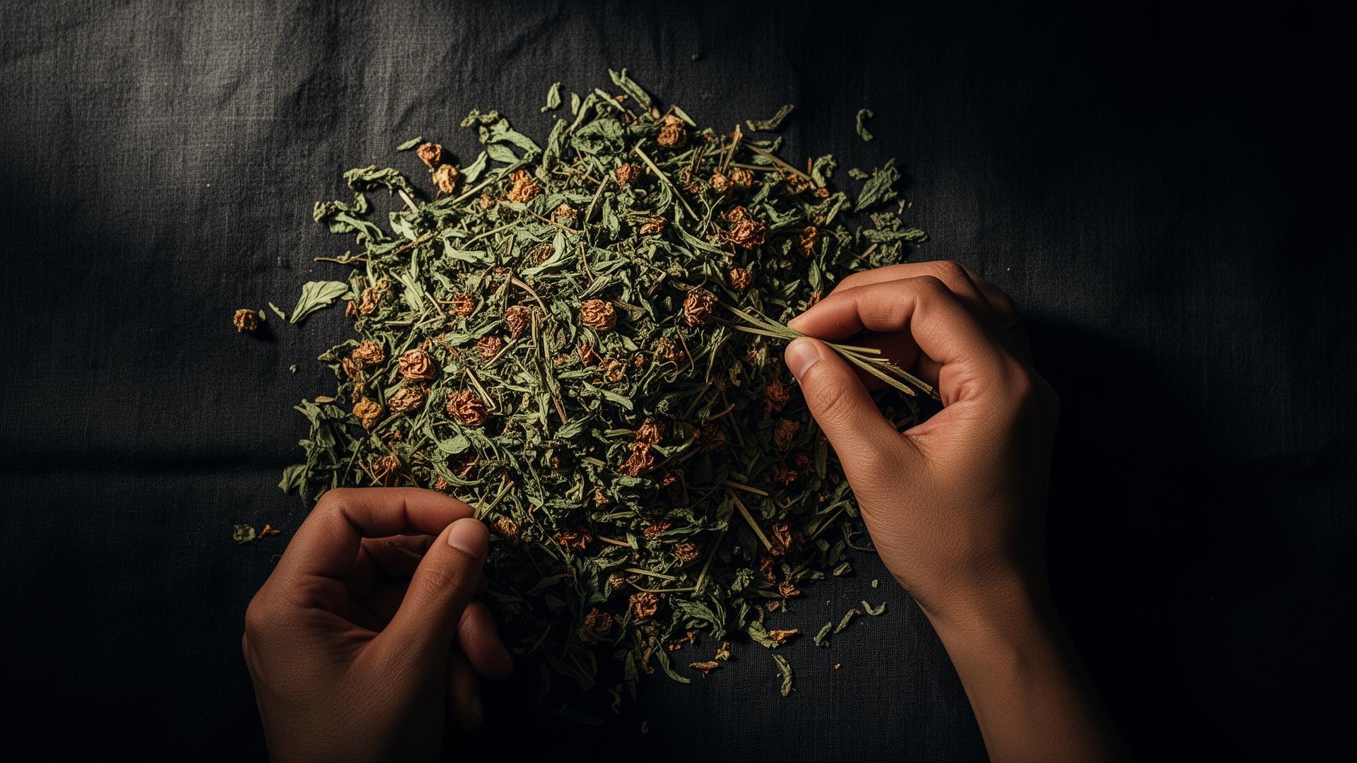 Plantes médicinales triées à la main